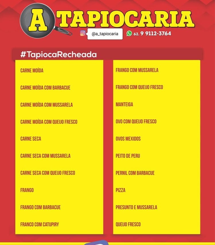 menu de tapioca