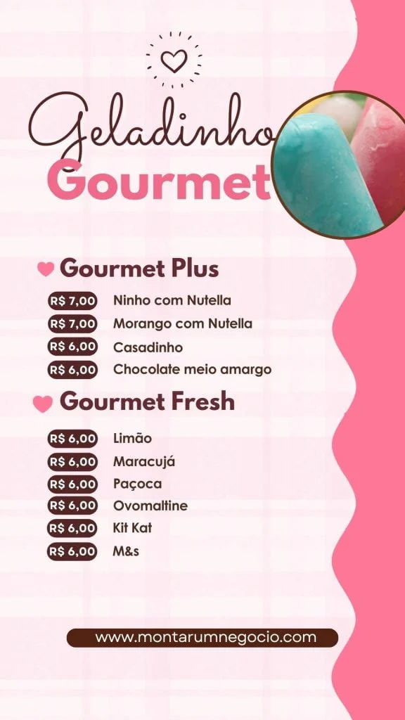 tabela de preço de geladinho gourmet