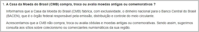 Banco do Brasil, Casa da Moeda e Banco Central não compram moedas antigas