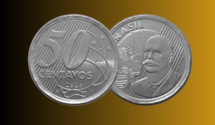 qual o valor da moeda de 50 centavos com a letra A