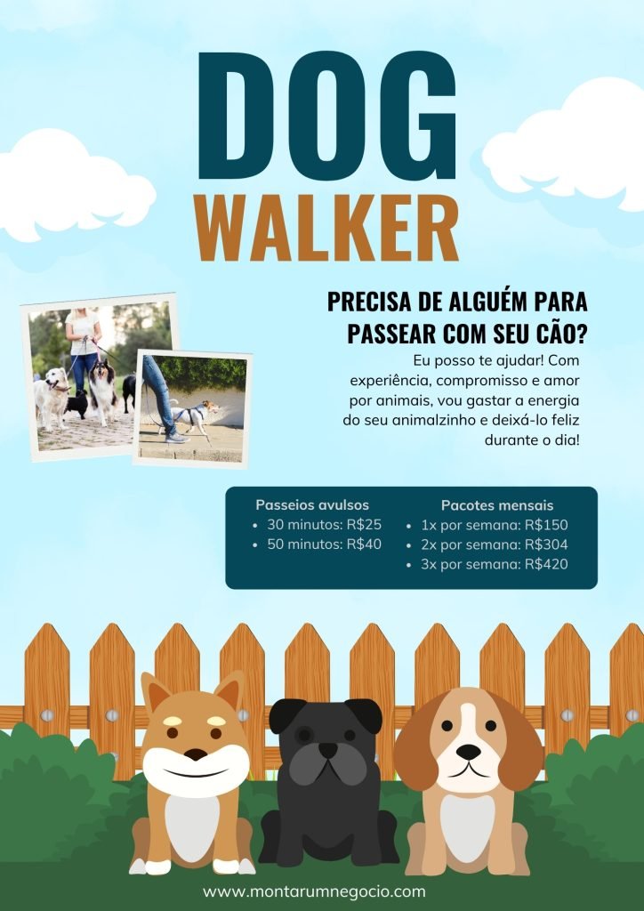 Tabela de preços de passeador de cães